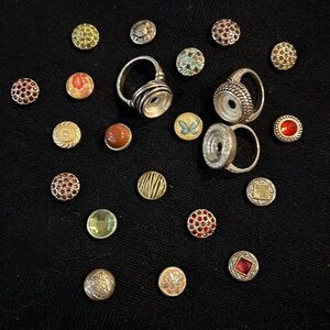 Elegant Silver Women's Ring Set with interchangeable pops